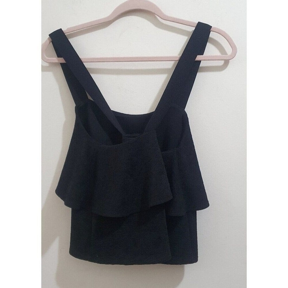 Womens TANK TOP BLACK MADEWELL TEXTURED AND TIERED RUFFLE CRISS CROSS BACK TANK - Picture 7 of 11